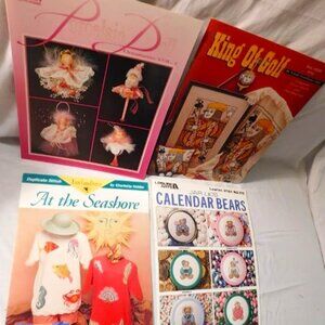 Vintage Crafting Pamphlets Cross Stitch-Needlepoint-Jar Lids - Doll Ornaments